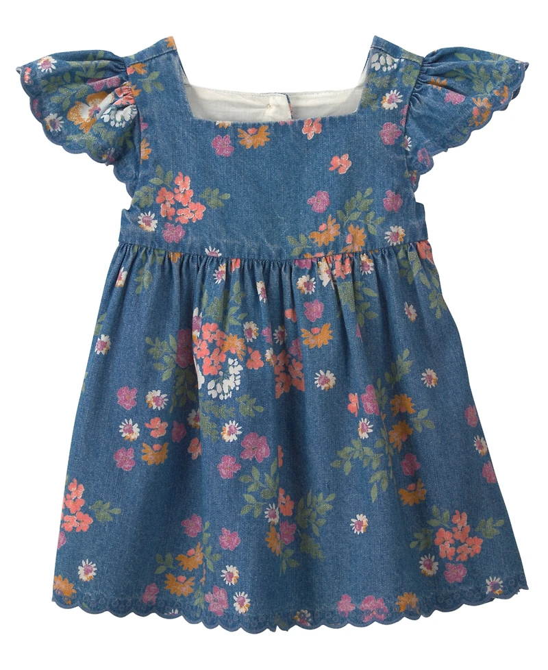 Osh Kosh Baby Girls' Floral Denim Short-Sleeve Dress and Bloomers, 2-Piece Set