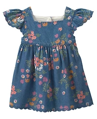 Osh Kosh Baby Girls' Floral Denim Short-Sleeve Dress and Bloomers, 2-Piece Set