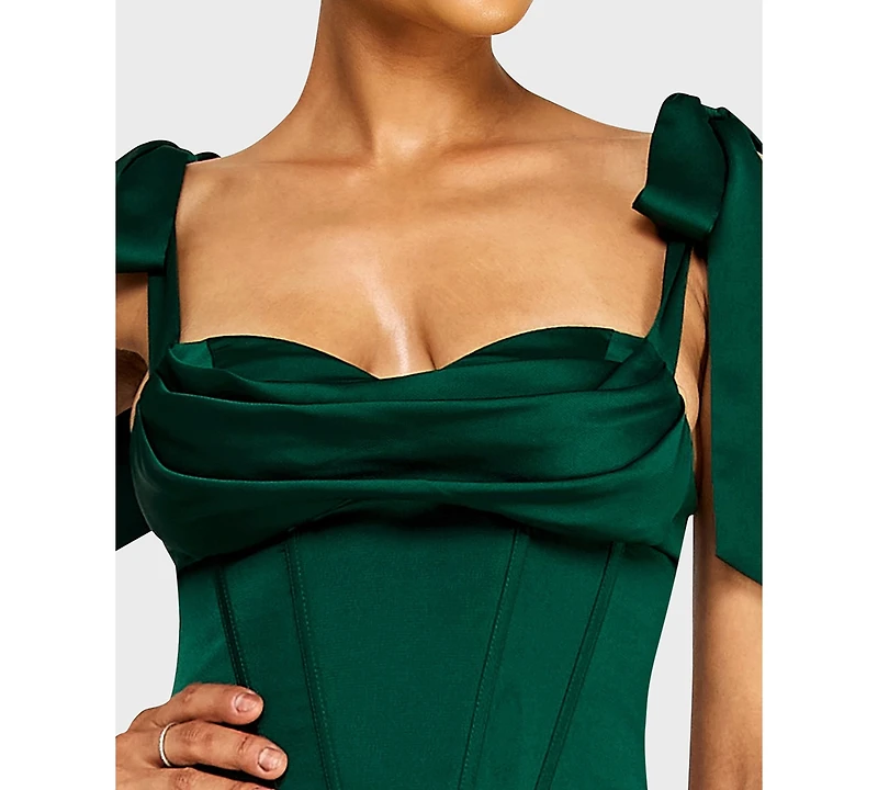 B Darlin Juniors' Satin Corset Tiered Dress