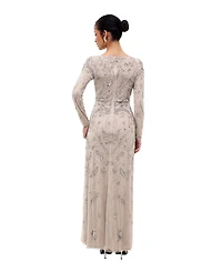 Maryisa Women's Modest Floral Embellished Sequins Maxi Dress