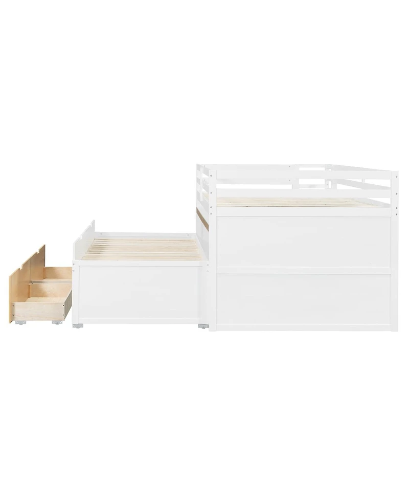 Streamdale Furniture Full Xl Loft Bed with Desk, Trundle, Storage Drawers, and Steps