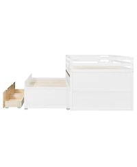 Streamdale Furniture Full Xl Loft Bed with Desk, Trundle, Storage Drawers, and Steps