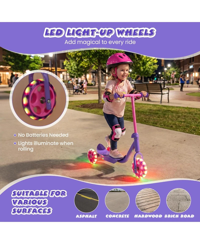 Slickblue Kids 3-Wheel Scooter with Led Wheels and Anti-Slip Deck