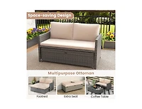 Boyel Living Outdoor Rattan Daybed Wicker Loveseat and 31 Gallon Storage Ottoman