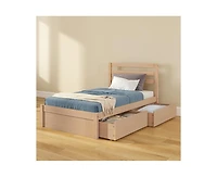 Grain & Grove Bear Twin Single Bed With Underbed Storage Drawers, Oak Embossed