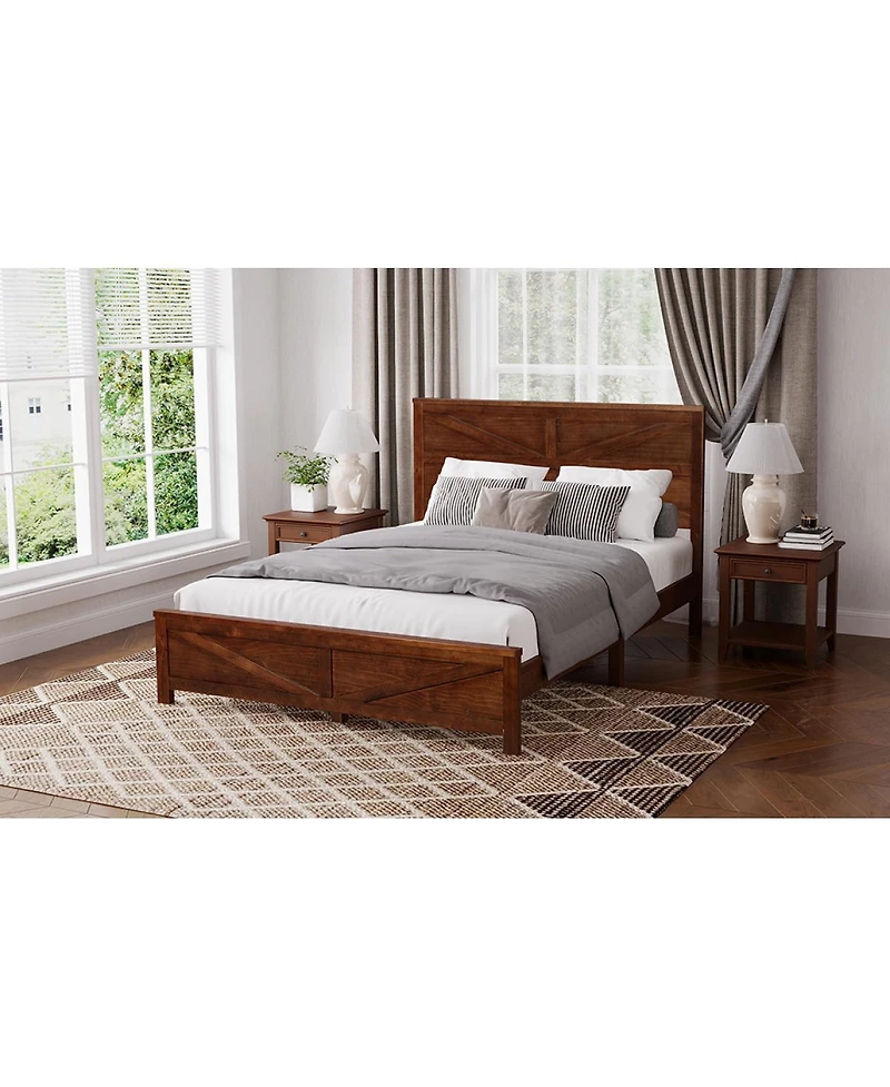 Streamdale Furniture Farmhouse Queen Bed with Barn Door Headboard and Footboard