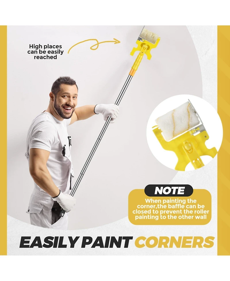 Xdovet Edger Kit Handheld Roller Brush Extension Pole Wall Ceiling Indoor Outdoor