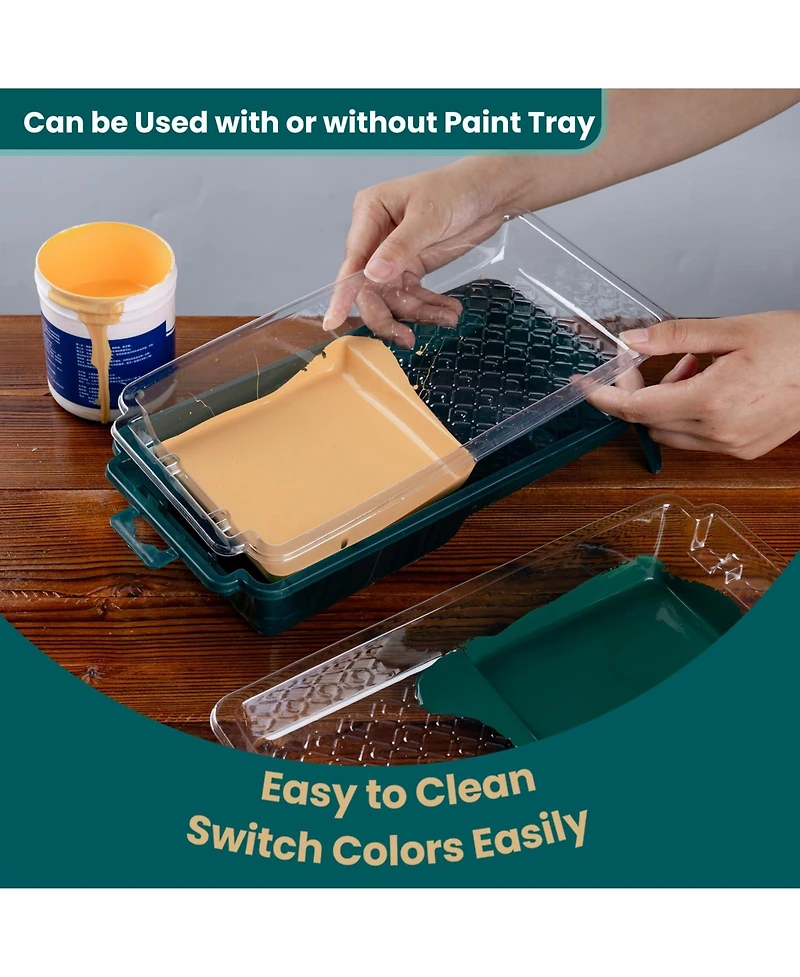 Xdovet Paint Roller Kit Tray Liners Brush Wall Door Cabinet