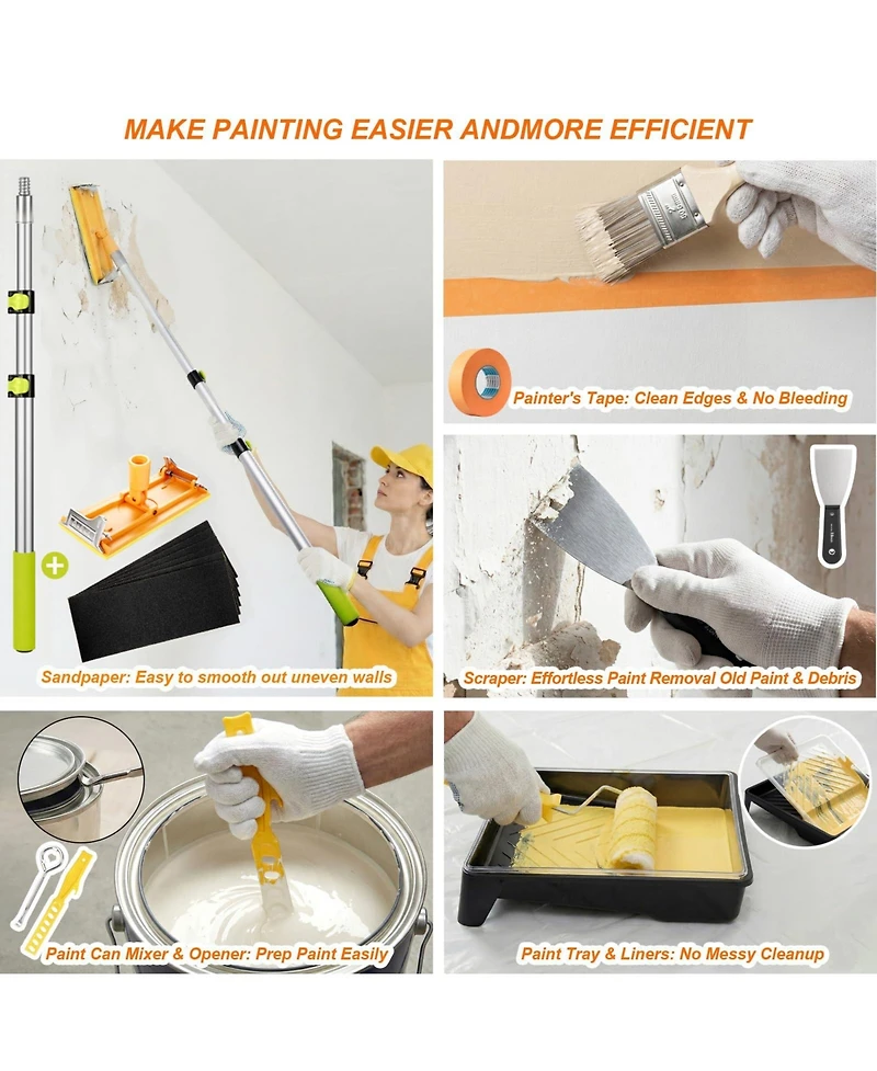 Xdovet Paint Roller Kit With Extension Pole Brush Set