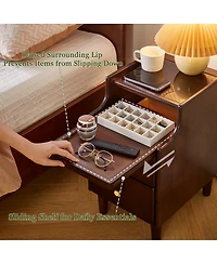 Streamdale Furniture Solid Wood 2-Drawer Nightstand with Pull-Out Tray
