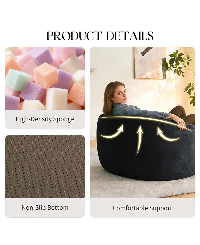 Streamdale Furniture Ultra-Comfort Ergonomic Bean Bag Chair with Washable Cover