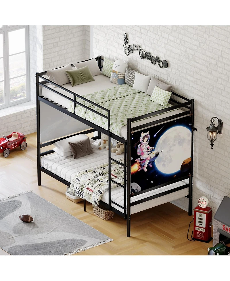 Streamdale Furniture Twin Over Twin Metal Bunk Bed with Ladder and Guardrails