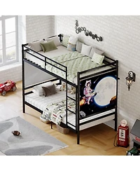 Streamdale Furniture Twin Over Twin Metal Bunk Bed with Ladder and Guardrails