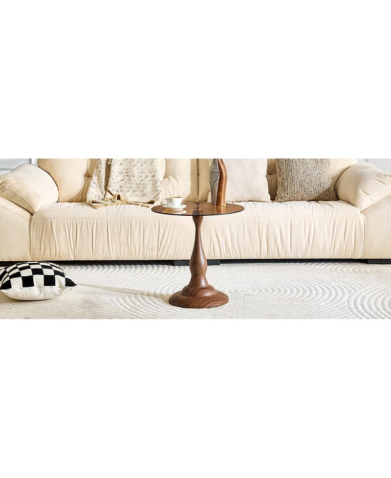 Streamdale Furniture 19.6" Round Glass Side Table with Metal Frame