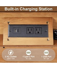 Streamdale Furniture Farmhouse Nightstand with Charging Station, Drawer, and Storage Cabinet