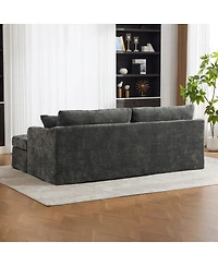 Streamdale Furniture 86.6" Extra-Large Double-Seater Chenille Sofa with Two Ottomans