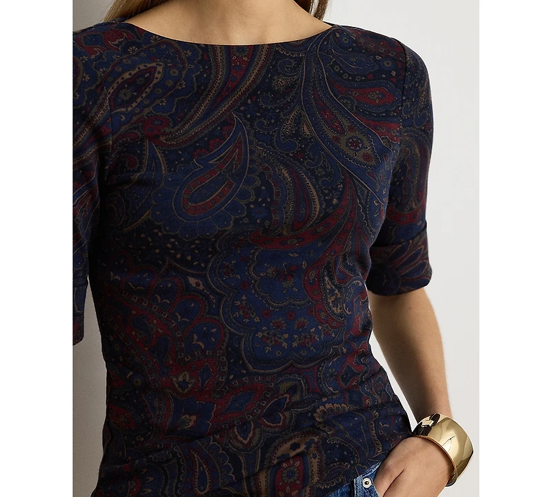 Lauren Ralph Petite Stretch Boat Neck T-Shirt