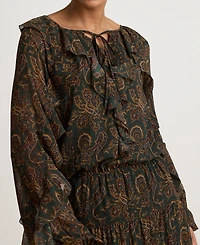 Lauren Ralph Petite Ruffle Paisley-Print Tiered Maxi Dress