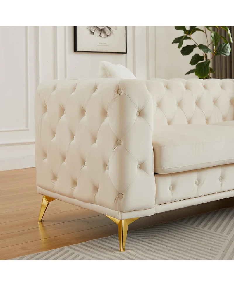 Streamdale Furniture 3+3 Seater Velvet Modern Sofa with Solid Wood Frame and Metal Feet
