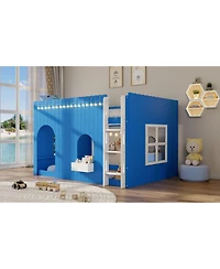 Streamdale Furniture Kids Loft Bed with Warm Led Light String