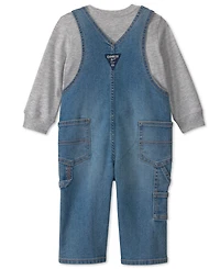 Osh Kosh Baby Boys' Sleeveless Denim Jumper and T-Shirt, 2-Piece Set