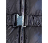 Michael Kors Toddler Girls' 2T-5T Belted Stadium Length Mk Logo Long-Sleeve Jacket