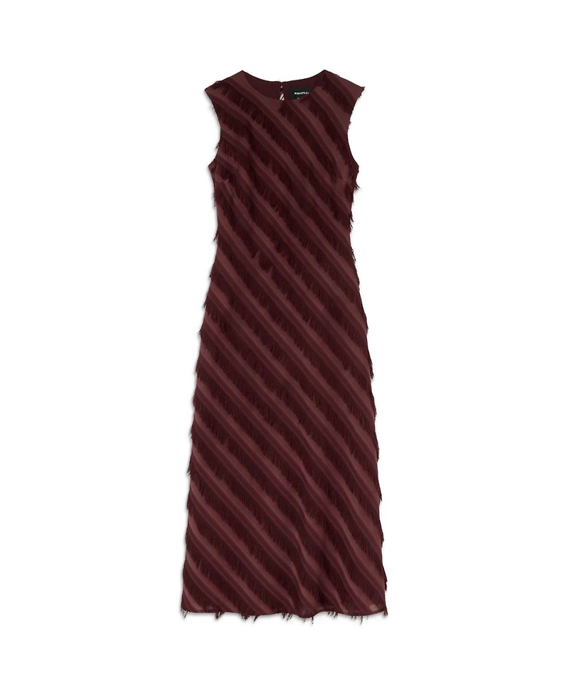 Whistles Women's Fringe Textured Sleeveless Midi Dress