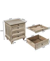 Streamdale Furniture Farmhouse Nightstands Set of 2 with 4 Drawers and Hidden Pull-Out Shelf
