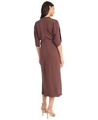 Luxely Women's Mock-Neck Three-Quarter Sleeve Midi Dress