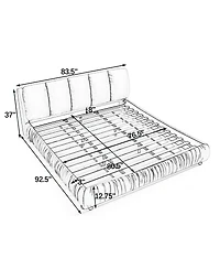 Streamdale Furniture King Size Upholstered Bed Frame with Segmented Velvet Headboard