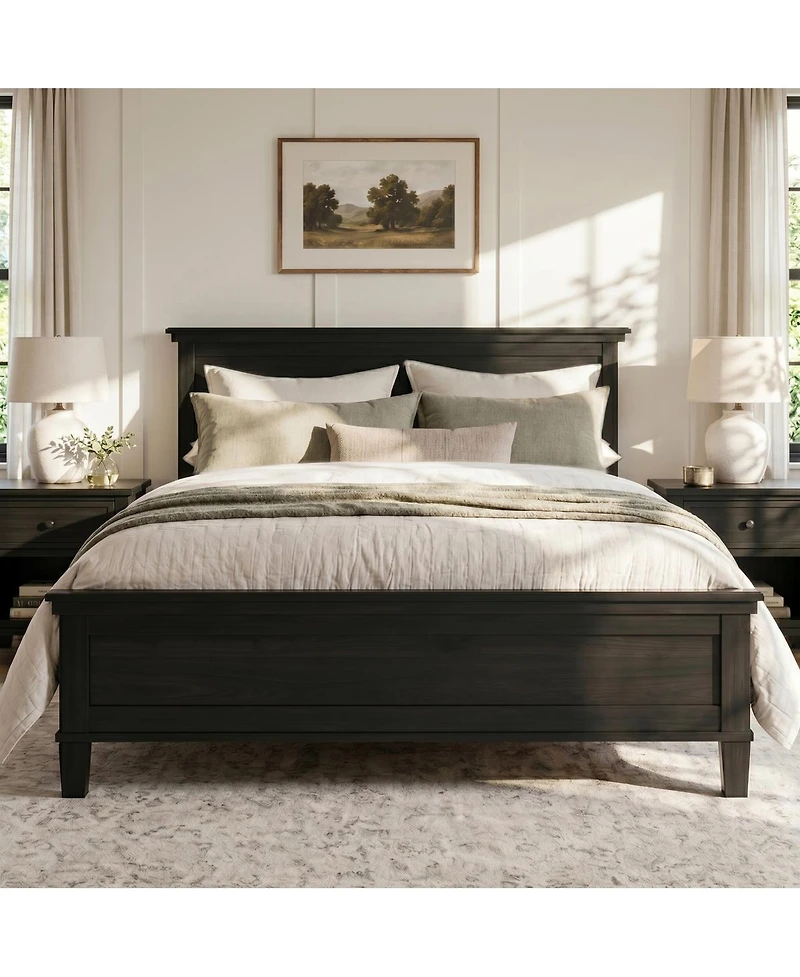 Streamdale Furniture Mid-Century Modern Queen Platform Bed with Headboard