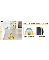Streamdale Furniture Modern Round Metal Side Table with Glass Top, 19.6" Diameter