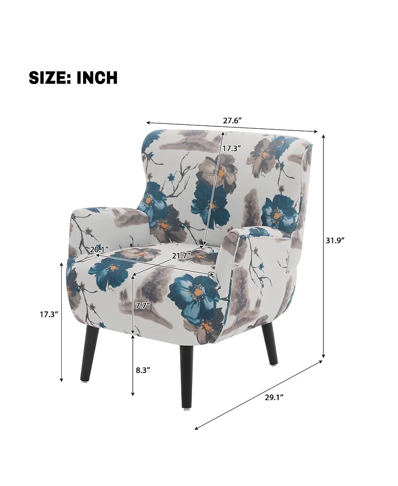 Streamdale Furniture Modern Upholstered Accent Armchair with Rubber Wood Legs