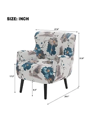 Streamdale Furniture Modern Upholstered Accent Armchair with Rubber Wood Legs