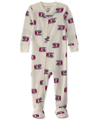 Carters Baby Boys' Firetrucks Thermal Snug Fit Footed Long-Sleeve Pajama