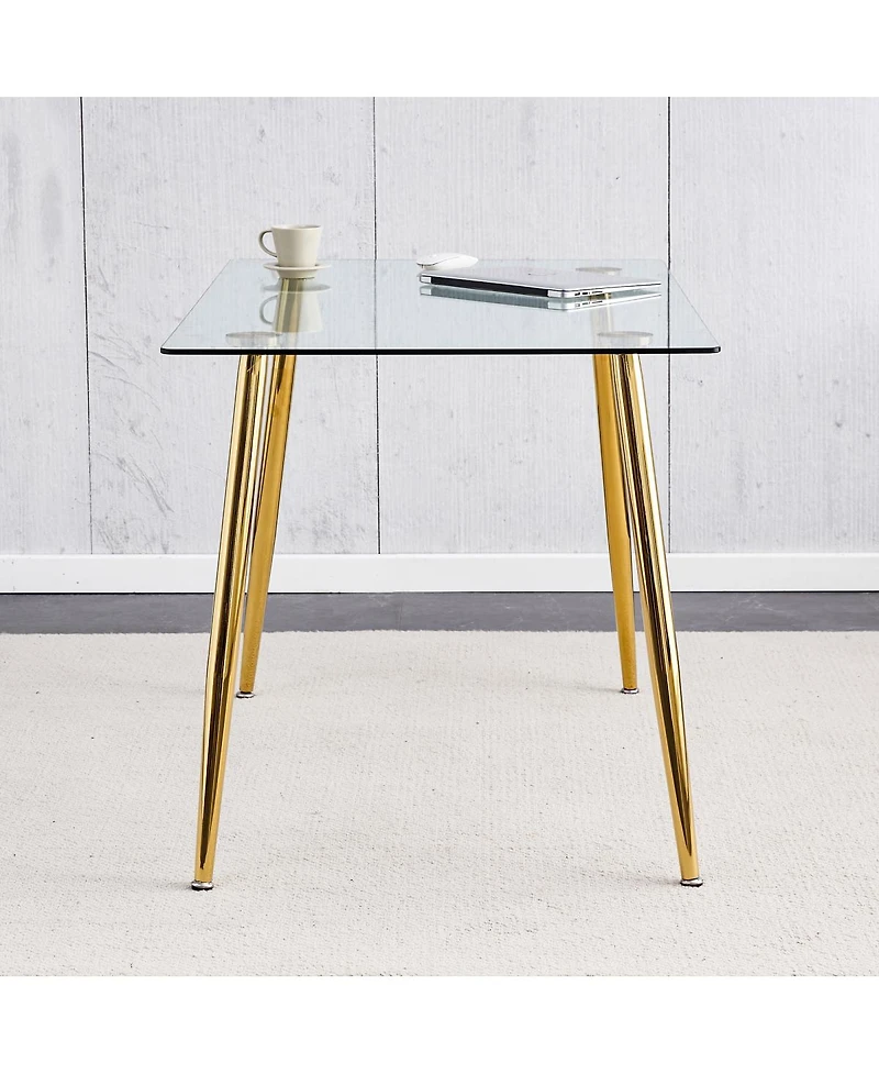 Streamdale Furniture Modern Minimalist Rectangular Glass Dining Table, 51" x 31" x 30