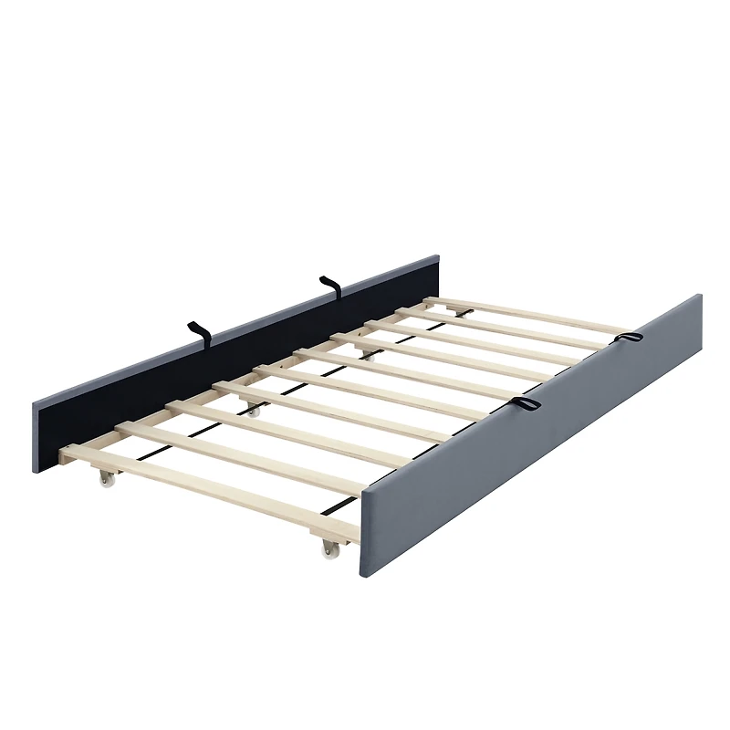 Streamdale Furniture Queen Size Velvet Upholstered Platform Bed with Twin Xl Size Trundle