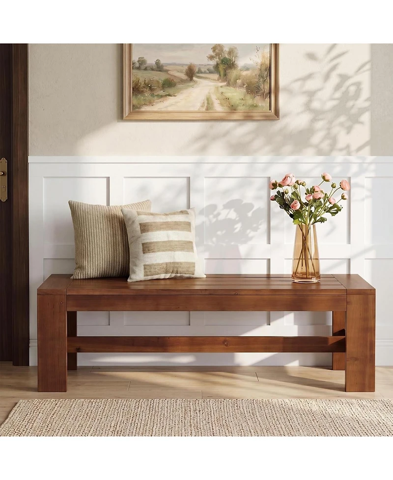 Tribesigns 55'' Solid Wood Dining Bench, Farmhouse Kitchen Table Bench for Dining Room | Long Wood Bench, Farmhouse Dining Table Bench