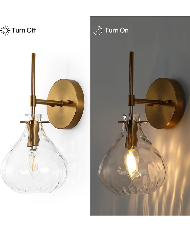 Tribesigns Wall Sconce Set of 2, Wall Lamp with Clear Glass Shade, Elegant Bathroom Vanity Wall Light Fixtures with E12 Base (bulbs not included)