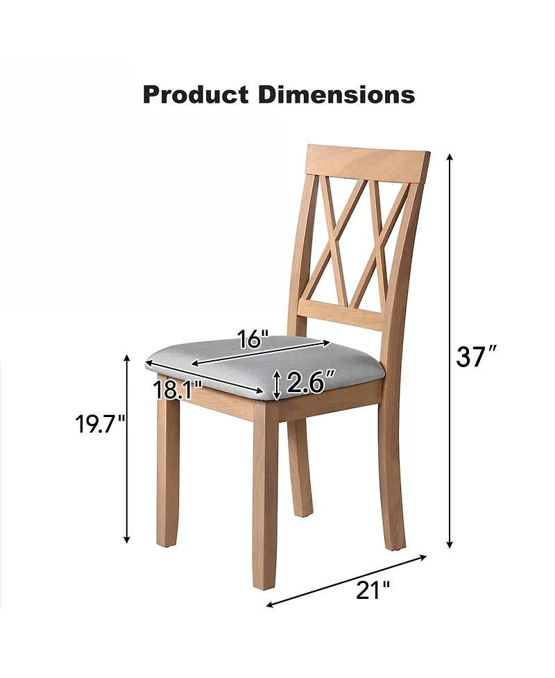 Streamdale Furniture Set of 2 Upholstered Dining Chairs with Solid Wood Legs