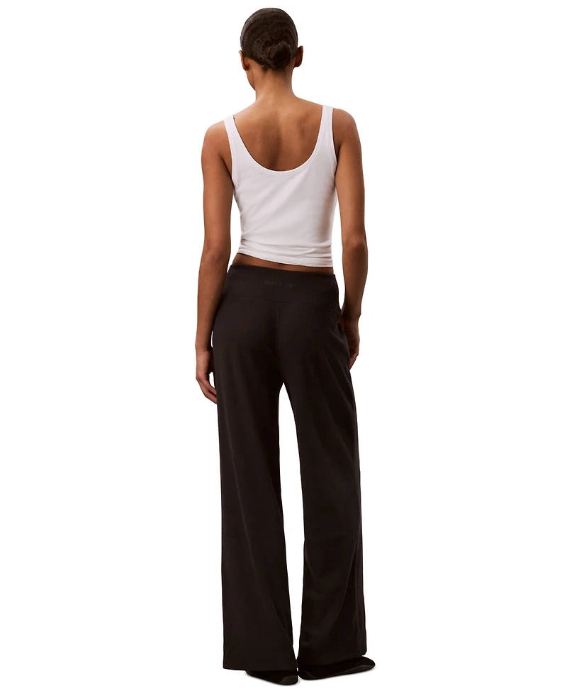 Calvin Klein Performance Women's Pull-On Waffle-Knit Relaxed-Fit Straight-Leg Pants