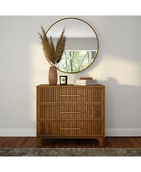 Plank+Beam Sera Fluted 3 Drawer Dresser with Brass Handle