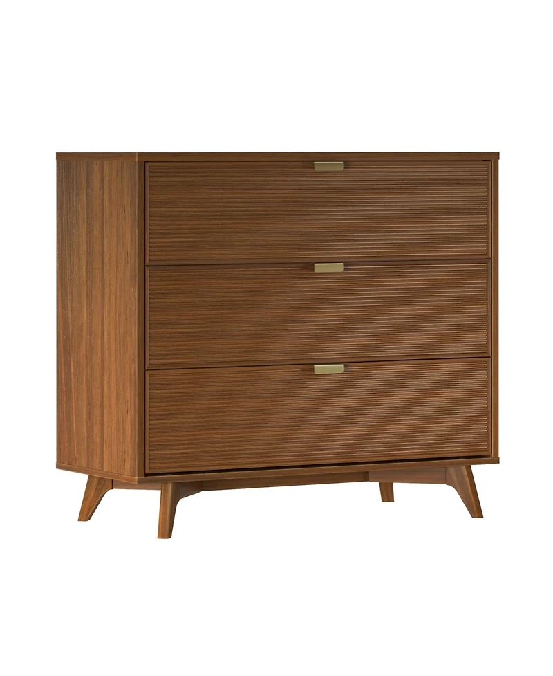 Plank+Beam Linea Tambour 3 Drawer Dresser with Brass Pull