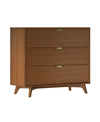 Plank+Beam Linea Tambour 3 Drawer Dresser with Brass Pull