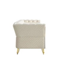 Streamdale Furniture Modern Tufted Velvet Sofa 87.4 inch for Living Room Beige Color
