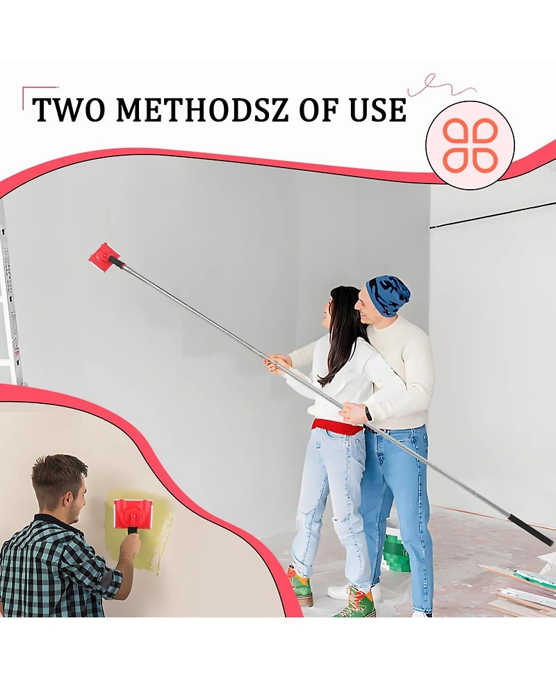 Xdovet Paint Edger Tool Extension Rod Pad Applicator Ceilings Trim Baseboards Refill Pads