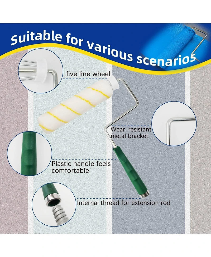 Xdovet 9-inch and 4-inch Roller and Extension Pole Set for Walls and Ceilings