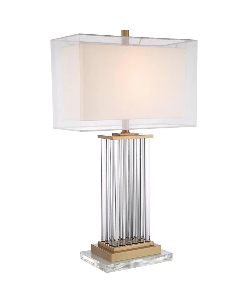 Vienna Full Spectrum Darcia Modern Table Lamp with Clear Acrylic Riser 29" Tall Crystal Sheer Outer Linen Inner Shade for Bedroom House Home