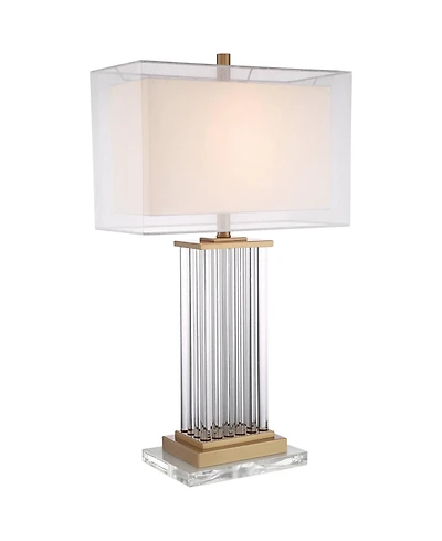 Vienna Full Spectrum Darcia Modern Table Lamp with Clear Acrylic Riser 29" Tall Crystal Sheer Outer Linen Inner Shade for Bedroom House Home