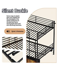 Streamdale Furniture Twin Over Twin Metal Bunk Bed with Ladder and Guardrail